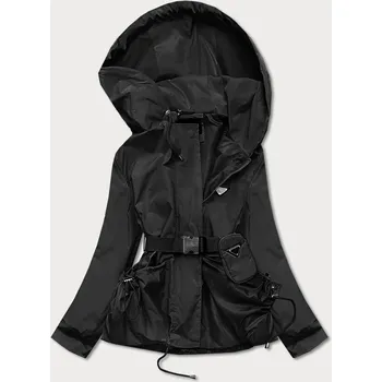 Dámská halenka Krátká černá dámská bunda s páskem (AG3-03) odstíny černé L (40)