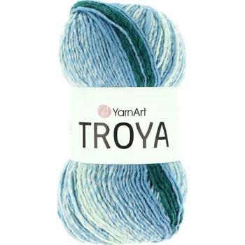 Galanterie YarnArt Troya 2117 modrá s tyrkysovou barvou