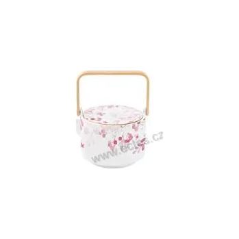 Konvice na čaj Easy Life PARADISE PINK bílá porcelánová čajová konvice drobné růžové lístky a květy 800ml