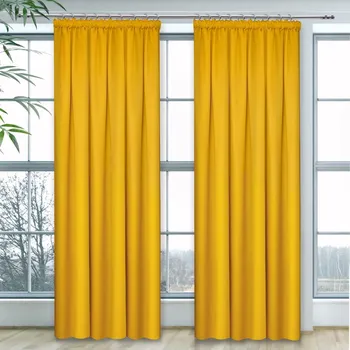 Závěsy žlutá Ušité s řasící páskou Canada (Z) 140x250 cm