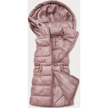 Dámská vesta Teplá dámská vesta v pudrově růžové barvě z eko kůže (D-3231-59S) odstíny růžové XL (42)