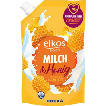 Mýdlo EDEKA elkos krémové mýdlo mléko + med sáček 1l