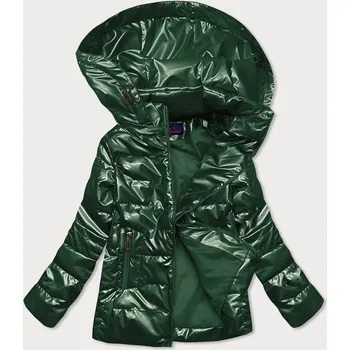 Dámská bunda Lesklá zelená prošívaná dámská bunda (2021-04) odstíny zelené XXL (44)