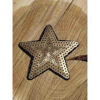 Textilní nažehlovací páska Nažehlovačka hvězda flitrová barva zlatá