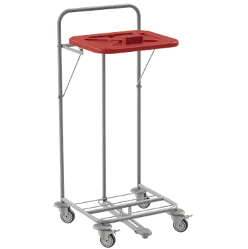 Odpadkový koš VK 120 - 1N vozík na třídění odpadu a prádla plast - VK - červený