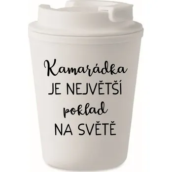Termohrnek KAMARÁDKA JE NEJVĚTŠÍ POKLAD NA SVĚTĚ - bílý termohrnek 300 ml