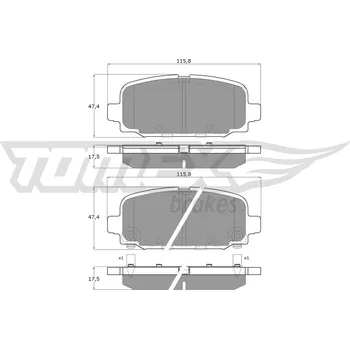 Brzdová destička Sada brzdových destiček, kotoučová brzda TOMEX Brakes 19-79
