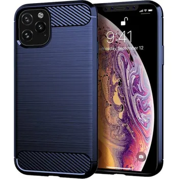 Pouzdro na mobilní telefon Ochranný silikonový obal karbon pro Apple iPhone 11 Pro - tmavě modrý