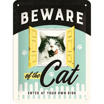 Plechová cedule Nostalgic Art Plechová cedule Beware of the cat 20 x 15 cm