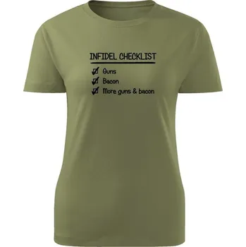 Dámské tričko INFIDEL CHECKLIST - olivová
