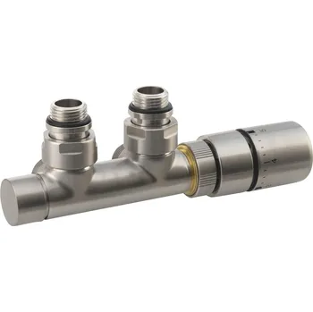 Vodovodní baterie TWIN připojovací sada ventilů termostatická pro středové připojení, broušený nerez