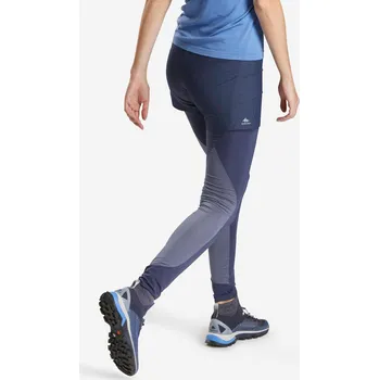 Dámské legíny QUECHUA Dámské turistické ultra lehké legíny s kraťasy FH 900 modré XS MODRÁ