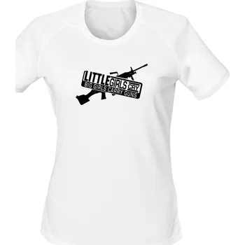 Dámské tričko Dámské funkční tričko LITTLE GIRLS CRY BIG GIRLS CARRY GUNS M249 - bílá