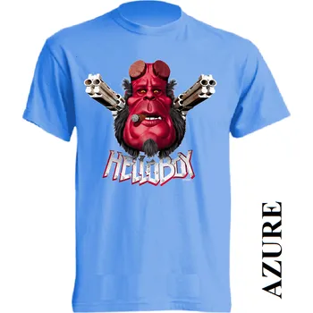 Chlapecké tričko detske-levne-bavlnene-tricko-potisk-Hellboy Barva: Azure - azurově modrá, velikost: 128