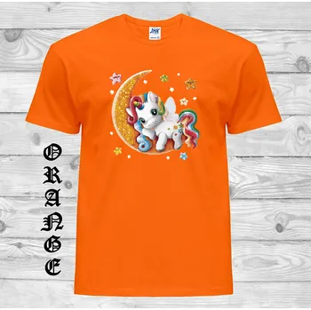 detske-levne-bavlnene-tricko-potisk-jednorozec-mesic Barva: Orange - oranžová, velikost: 128