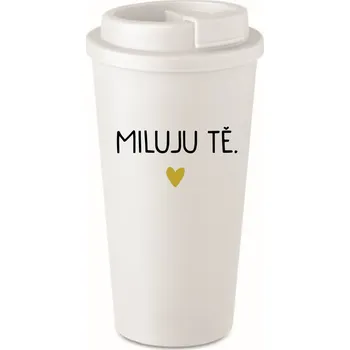 Termohrnek MILUJU TĚ. - bílý termohrnek 475 ml