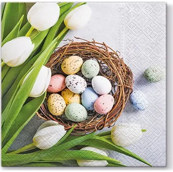 Ubrousky PAW L 33x33cm Eggs and Tulips