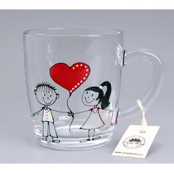 Skleněný hrnek - srdíčko balónek