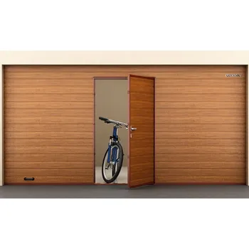 Garážová vrata Integrované dveře do sekčních vrat, Panty při pohledu ZEVNITŘ VPRAVO, Výška prahu práh 75mm, Umístění dveří při pohledu zevnitř uprostřed