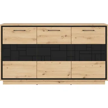 Komoda PONT komoda KOM3D, dub artisan/černý mat