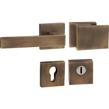 Dveřní kování TI - CUBO / SQUARE - HR 3230/2275 rozety PZ PLUS, klika/klika OGS - Bronz česaný matný (77)