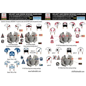 Plastikový model HAD models 1/32 F-14A/D Helmet & dress sewing markings Vol.2