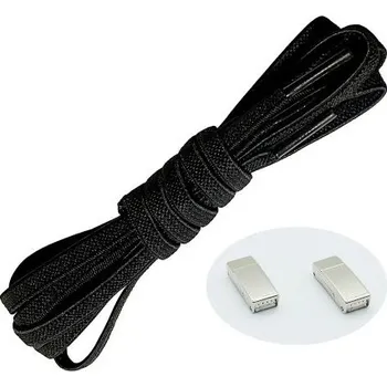Tkaničky do bot Elastické tkaničky do bot široké - Typ D - magnetické zacvakávací, jeden pár - Černé, 100 cm