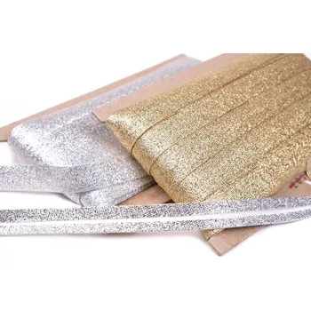 Svatební dekorace Šikmý proužek lurexový šíře 16mm (20m/ks)