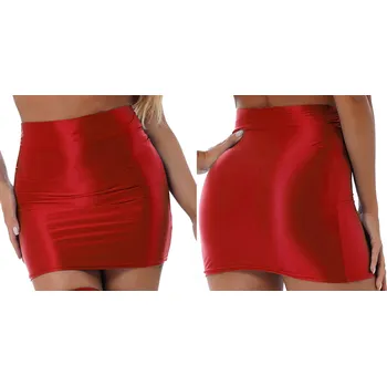 Dámská erotická souprava Lesklá minisukně - M/2XL Barva: Modrá