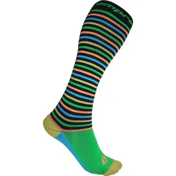 Pánské ponožky X-LINE proužkované kompresní podkolenky COMPRESSOX 39-42 modrá / zelená