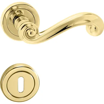 Dveřní kování TI - CARLA - R 738 rozety BB, klika/klika OLV - Mosaz leštěná lakovaná (01)