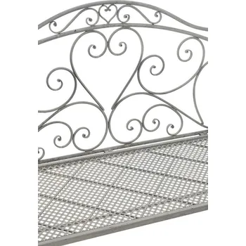 Zahradní lavice Kovová greige zahradní lavice se srdíčkovými ornamenty Heartina - 103*55*94 cm