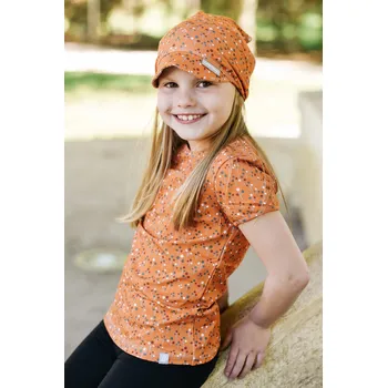 Dětská móda oranžové bavlněné tričko s potiskem