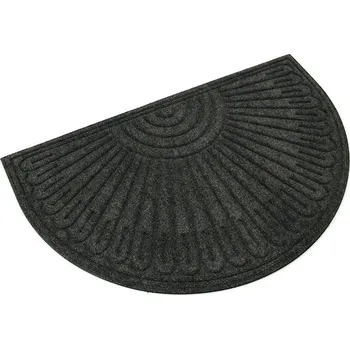 Černá textilní gumová čistící půlkruhová vstupní rohož FLOMA Contours - 60 x 90 x 1,1 cm