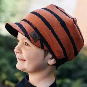 Kšiltovka skořicově hnědá pruhovaná bavlněná kšiltovka