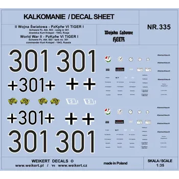Plastikový model Weikert decals 1/35 PzKpfw VI TIGER - '301' Kurt Knispel, Russia