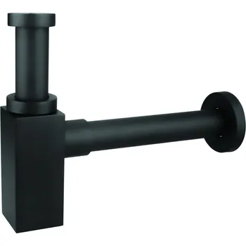 Sifon Slovarm - Sifon umyvadlový kovový hranatý, bez výpusti, černý P-970KS DN32_B - 672348