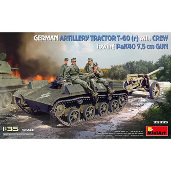 Plastikový model Miniart 1/35 German Art. Tractor T-60(r)&crew towing PaK40