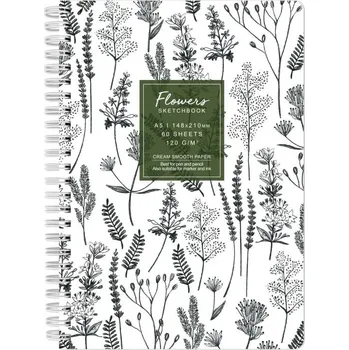 Drasca Art EOOD Kroužkový blok Flowers jednobarevný (120g/m2, 60 listů) A5