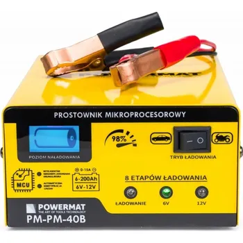 Nabíječka autobaterie POWERMAT Auto nabíječka baterií s procesorem 6V-12V 3-200Ah, autonabíječka PM0712