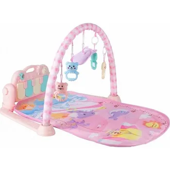 Hračka pro nejmenší Tulimi Hrající interaktivní podložka s hrazdičkou a chrastítky, Létající drak - růžová