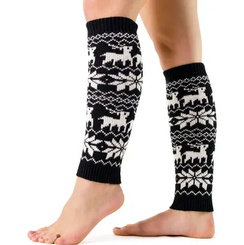 Cyklistické návleky VFstyle černé vánoční pletené návleky na nohy sobi 40 cm