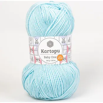 Příze Pletací / háčkovací příze Kartopu BABY ONE K502 azurově modrá, jednobarevná, antipillingová, 100g/250m