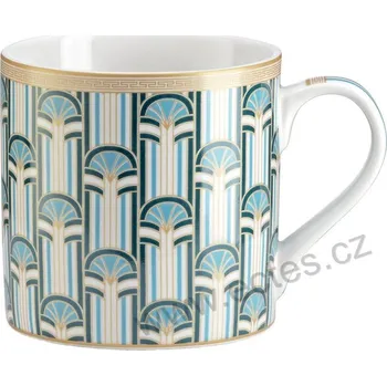 Pozzi M LIBERTY porcelánový hrnek tyrkysové modré proužky a ornamenty 400ml