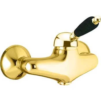 Vodovodní baterie SAPHO KIRKÉ BLACK nástěnná sprchová baterie, černá páčka, zlato