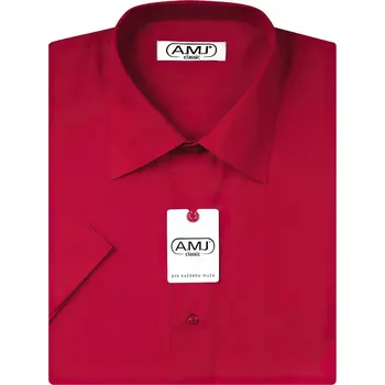 Pánská košile Pánská košile AMJ jednobarevná JK104, červená, krátký rukáv, vel. 42