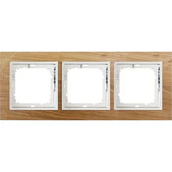 Elektroinstalační materiál Timex Dřevěný rámeček Opus Premium Plus buk / chrom, trojnásobný