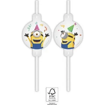 Hračka pro nejmenší Procos EKO papírová brčka - Mimoni 4 ks