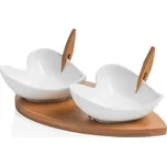 Sada 2 servírovacích misek s bambusovým podnosem a dvěma napichovátky Brandani Coeur Blanc ID_816400