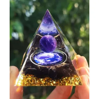Orgonitová pyramida ametyst a onyx - jing jang